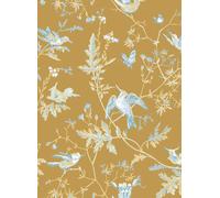 Cole & Son Carta da parati Hummingbirds - Ice Blue on Metallic Gold
