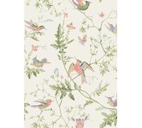 Cole & Son Carta da parati Hummingbirds - Soft Multi/ Olive Green on White