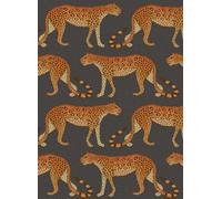 Cole & Son Carta da parati Leopard Walk - Charcoal/ Orange