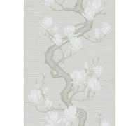 Cole & Son Carta da parati Magnolia Tree Silk - Raw Slub Silk/ Soft Cream and Powder
