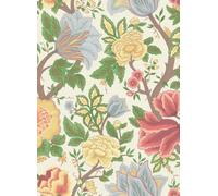 Cole & Son Carta da parati MIdsommer Bloom - Chartreuse, Rouge & Leaf Green on Parchment