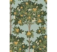Cole & Son Carta da parati Orange Blossom - Lemon/ Olive Green on Duck Egg