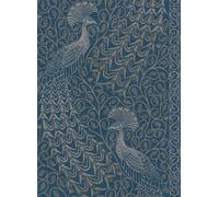 Cole & Son Carta da parati Pavo Parade - Metallic Silver on Denim