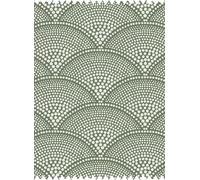 Cole & Son Tessuto Feather Fan Jacquard - Cream on Olive Green