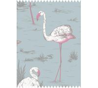 Cole & Son Tessuto Flamingos Linen Union - White & Fuchsia on Seafoam