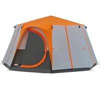Coleman Tenda da campeggio ottagonale, per 6 persone, con vista panoramica a 360°, struttura stabile in acciaio, telo da terra cucito, 100% impermeabile, Unisex - Adulto, Tenda per 8 persone., 2000019550, Arancione, Taglia unica