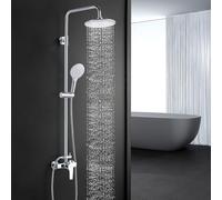Coleniny Colonna Doccia con Miscelatore Doccia Monocomando, Set Doccia Completo Acciaio Inox con Soffione e Doccetta, Saliscendi Doccia Altezza Regolabile 80-120cm, Sistema Doccia Cromato