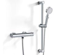 Coleniny Miscelatore termostatico per doccia con kit di alzata, set doccia termostatico a parete con 5 modalità di regolazione in altezza, asta doccia 60 cm, tubo doccia 1,5 m, cromato