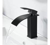 Coleniny Rubinetto Bagno Cascata Nero, Miscelatore Lavabo in Ottone, Rubinetto per Lavandino Stile Moderno, Monocomando con Regolazione a Caldo e Freddo