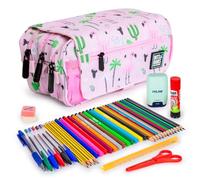 ColePack Design - Astuccio triplo con 3 cerniere e materiale scolastico dei primi marchi inclusi, tropicale, Borse scolastiche