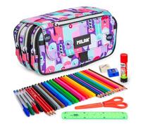 ColePack Eco - Astuccio portapenne triplo con 3 cerniere e materiale scolastico di prima marca incluso, Extraterrestri, Moderno
