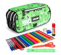 ColePack Eco - Astuccio portapenne triplo con 3 cerniere e materiale scolastico di prima marca incluso, Tandem, Moderno