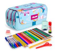 ColePack Pro - Astuccio portapenne triplo con 4 cerniere e materiale scolastico di prima marca incluso, Roller, Borse scolastiche