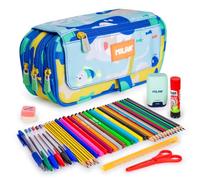 ColePack Pro - Astuccio portapenne triplo con 4 cerniere e materiale scolastico di prima marca incluso, Blueodyssey, Borse scolastiche