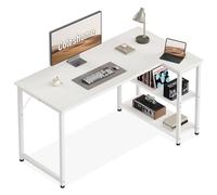 Coleshome Scrivania Angolare, 120x70 cm Scrivania Ufficio con Scaffali di Stoccaggio Reversibile, Scrivanie Bianca Salvaspazio, Piccola Scrivania Adatta per l'ufficio Domestico