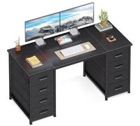 Coleshome Scrivania con 8 Cassetti in Tessuto, 120x48cm Scrivania per Computer, Scrivania Salvaspazio Tavolo Ufficio per Studio, Camera da Letto, Nero