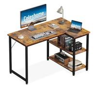 Coleshome Scrivania Gaming, 100x70cm Scrivania Angolare con Ripiano Portaoggetti Reversibile, Scrivanie a L Salvaspazio, Adatta come Scrivanie Computer Negli Angoli della Casa, Marrone