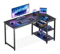 Coleshome Scrivania Gaming, 120x70 cm Scrivania Angolare con Ripiano Portaoggetti Reversibile, Scrivanie a L Salvaspazio, Adatta come Scrivanie Computer Negli Angoli della Casa, Nero