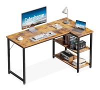 Coleshome Scrivania Gaming, 120x70 cm Scrivania Angolare con Ripiano Portaoggetti Reversibile, Scrivanie a L Salvaspazio, Adatta come Scrivanie Computer Negli Angoli della Casa, Marrone