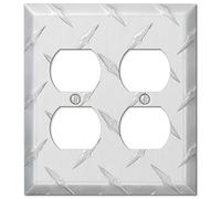 Colester Direct Diamond Plate Alluminio Interruttore a Parete Piastra di Uscita Copertura Toggle Rocker GFI Garage (presa di corrente-duplex doppio)