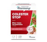 Colesterstop - Riso Rosso Fermentato e Coriandolo - Monacolina K - Con Coenzima Q10 e Acido Folico - Salute Cardiovascolare - 20 Capsule -Vitarmonyl