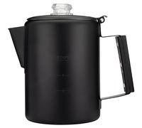 COLETTI Bozeman - Caffettiera da campeggio - Caffettiera nera a percolatore - Puro acciaio inossidabile con rivestimento nero - Macchina da caffè da campeggio (9 tazze, nero) - Lavabile in