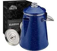 Coletti Caffettiera Classica Smaltata (Blu, 12 Tazze) - L'Originale caffettiera da Campeggio resa Moderna - Essenziale per Il mastro birraio del Campeggio