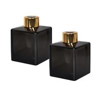 Colexy 2 flaconi vuoti per diffusore di vetro, 150 ml, piccole bottiglie per diffusore di vetro quadrate, diffusore di vetro, contenitori per oli essenziali, aromaterapia, bagno, ufficio (grigio fumo)
