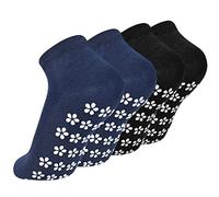 Colexy 2 Paia Calze Antiscivolo per Uomo, Yoga Calzini Antiscivolo, Calzini Sportivi Donna per Pilates, Calzini Antiscivolo in Cotone Grip Socks per Ginnastica Fitness, M, 35-42 (Nero, Blu Navy)
