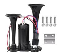 Colexy Clacson Air Horn 12 V, 150 DB, super rumoroso, corno ad aria, clacson universale con compressore, per auto, camion, moto, barche, treni e altro (nero)