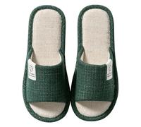 Colexy Pantofole da Donna Antiscivolo, Lino di Cotone Materiale Comode e Traspiranti Slippers per Interni Pantofole Ospiti Lavabili Primavera Estate Ciabatte per Hotel Casa Spa (Verde, 40-41)