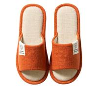 Colexy Pantofole da Donna Antiscivolo, Lino di Cotone Materiale Comode e Traspiranti Slippers per Interni Pantofole Ospiti Lavabili Primavera Estate Ciabatte per Hotel Casa Spa (Arancione, 38-39)