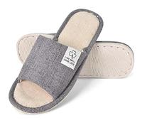 Colexy Pantofole da Donna da Uomo Antiscivolo, Lino di Cotone Materiale Comode e Traspiranti Slippers per Interni Pantofole Ospiti Lavabili Primavera Estate Ciabatte per Hotel Casa Spa (Grigio, 40)