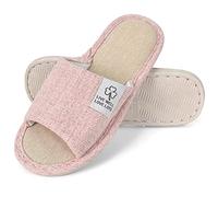 Colexy Pantofole da Donna da Uomo Antiscivolo, Lino di Cotone Materiale Comode e Traspiranti Slippers per Interni Pantofole Ospiti Lavabili Primavera Estate Ciabatte per Hotel Casa Spa (Rosa, 36)