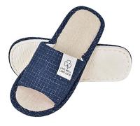 Colexy Pantofole da Donna da Uomo Antiscivolo, Lino di Cotone Materiale Comode e Traspiranti Slippers per Interni Pantofole Ospiti Lavabili Primavera Estate Ciabatte per Hotel Casa Spa (Blu, 44)