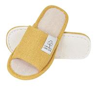 Colexy Pantofole da Donna da Uomo Antiscivolo, Lino di Cotone Materiale Comode e Traspiranti Slippers per Interni Pantofole Ospiti Lavabili Primavera Estate Ciabatte per Hotel Casa Spa (Giallo, 40)