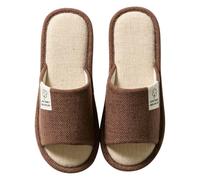 Colexy Pantofole da Uomo Antiscivolo, Lino di Cotone Materiale Comode e Traspiranti Slippers per Interni Pantofole Ospiti Lavabili Primavera Estate Ciabatte per Hotel Casa Spa (Marrone, 38-39)