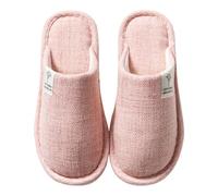 Colexy Pantofole Donna Uomo Antiscivolo, Lino di Cotone Materiale Comode e Traspiranti Slippers per Interni Pantofole Ospiti Lavabili Autunno Inverno Ciabatte per Hotel Casa Spa (rosa, 36-37)