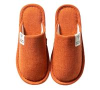 Colexy Pantofole Donna Uomo Antiscivolo, Lino di Cotone Materiale Comode e Traspiranti Slippers per Interni Pantofole Ospiti Lavabili Autunno Inverno Ciabatte per Hotel Casa Spa (Arancione, 40-41)