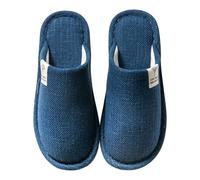 Colexy Pantofole Donna Uomo Antiscivolo, Lino di Cotone Materiale Comode e Traspiranti Slippers per Interni Pantofole Ospiti Lavabili Autunno Inverno Ciabatte per Hotel Casa Spa (Blu, 40-41)