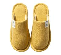Colexy Pantofole Donna Uomo Antiscivolo, Lino di Cotone Materiale Comode e Traspiranti Slippers per Interni Pantofole Ospiti Lavabili Autunno Inverno Ciabatte per Hotel Casa Spa (Giallo, 36-37)