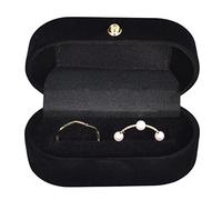 Colexy Scatola Gioielli Velluto, Scatola Porta Anelli Doppio, Portafedi Matrimonio Con Coperchio, Cofanetto Regalo Donna Gioielli Per Matrimonio, Proposta, Sorpresa, Nero