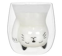 Colexy Tazzine di Vetro a Doppia Parete, Trasparente simpatica Gatti Tazza da Tè e Caffè Bicchieri Espresso Isolante Tazza Latte Macchiato 250ml Regalo per il Compleanno San Valentino