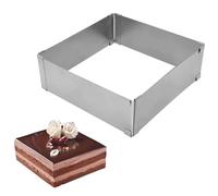 Colexy Telaio da Forno Rettangolare Regolabile, 5cm di Altezza Stampo per la Torta in Acciaio Inox Anello per Torta Rettangolare Allungabile 15-28cm, DIY Stampo per Pan di Spagna Dolci Torte Mousse