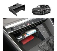 Coleya Scatola Portaoggetti del Console Centrale Compatibile con A*udi Q3 F3 2019-2024, Console Centrale Portaoggetti, A*udi Q3 Organizer per Braccioli con Tappetino Antiscivolo (Nero)