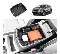 Coleya Vano Portaoggetti per Bracciolo Compatibile con Kia Sportage QL 2016-2021 (AT), Scatola Portaoggetti del Bracciolo, Kia Sportage Organizer per Braccioli con Tappetino Antiscivolo (Nero)