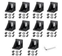 COLFULINE 10 Pezzi Angolari in Lega di Alluminio Nero,Staffe Angolari a L di 90 Gradi per Profilati 4040 4080, Include Dadi a T, Viti, Rondelle e Chiave, per Montaggio Strutture Fai-da-te Industriali