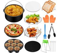COLFULINE 7 Inch 17Pz Accessori per Friggitrice ad Aria Senza Olio Set Accessori per Friggitrice ad Aria Universali per 3,5L-5L Compatibili con Molte Friggitrici