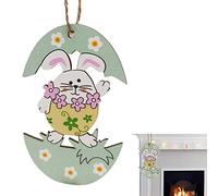 Colgante De Madera De Conejito De Pascua | Adorno Colgante Con Huevos De Pascua | Lindo Colgador De Madera De Conejo, Arte De Pared Primaveral Colorido Para Puerta De Entrada, Habitación De Niños, Sal