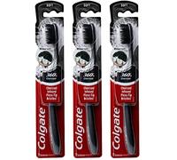 Colgate 360 Spazzolino da denti a base di carbone, setole a punta interdentale, morbide (colori variabili), confezione da 3